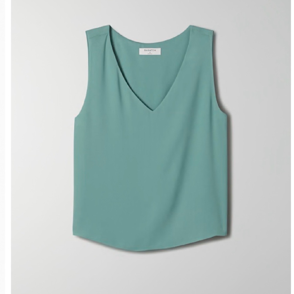 Aritzia Babaton Teal V-Neck Blouse